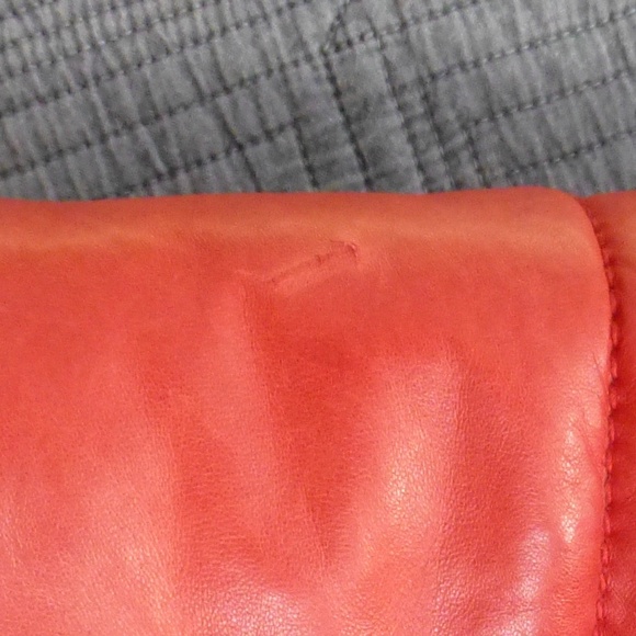 D&G Red Leather Puffer Jacket w/ Hood | Tartan Lining | XS - Picture 7 of 12